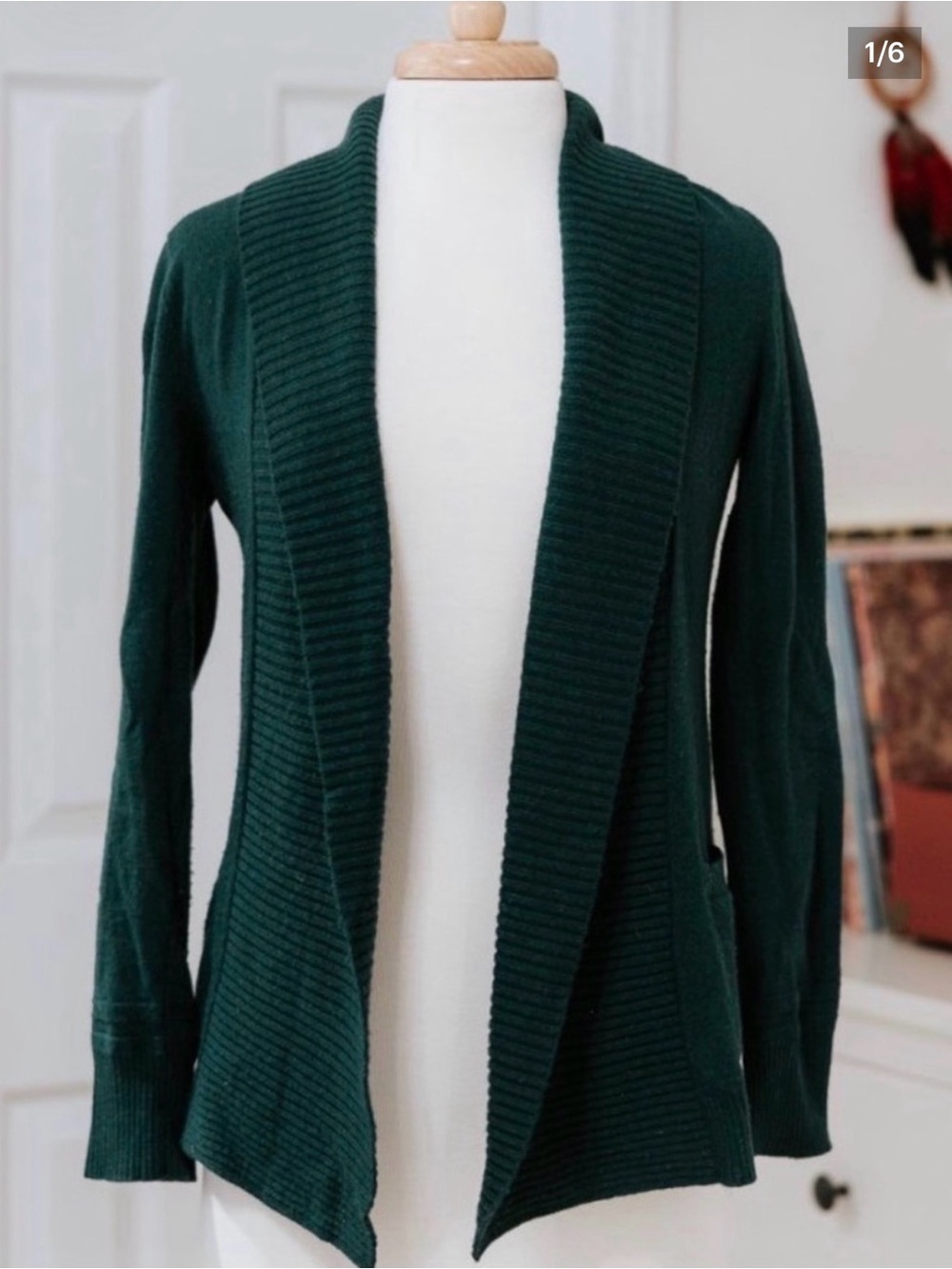 Banana Republic Italian Yarn Green Open-Front Cardigan Sweater Size XS